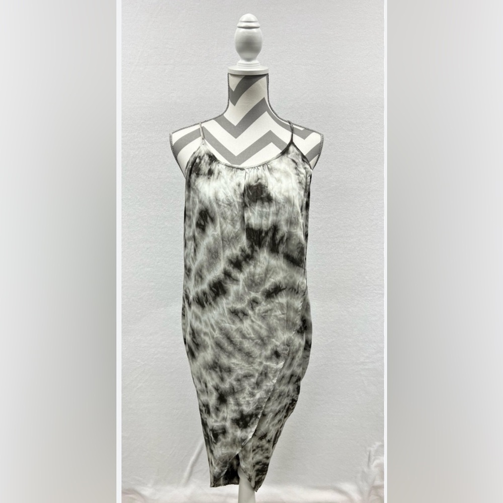 Green dragon  tie-dye semi wrap strap summer beach cover-up size S dress gray